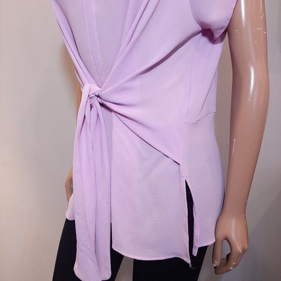 3/$20 Chenault Tie Front Blouse Womens XL Pink Short Sleeve Keyhole Tunic Top - Picture 5 of 13